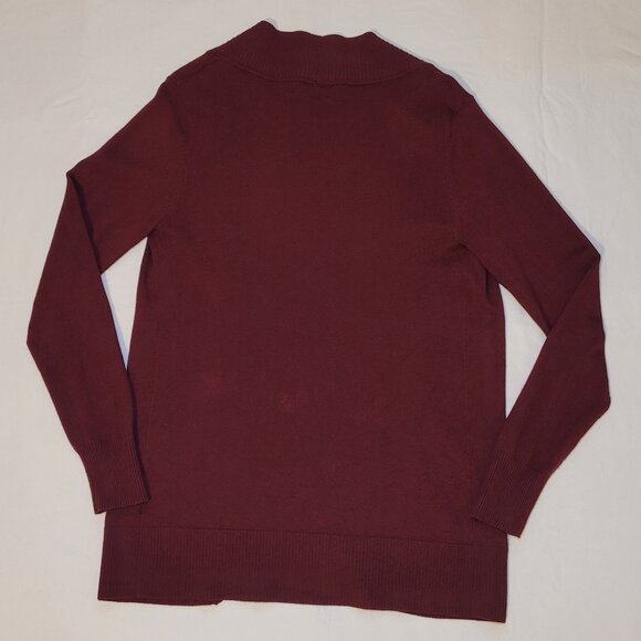 Cielo Burgundy Open Front Knit Cardigan Sweater Womens Size Small - Picture 2 of 9